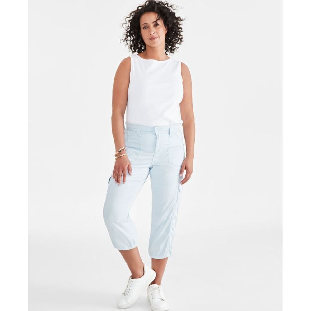 Style & Co. Petite Mid Rise Bungee-Hem Capri Pants